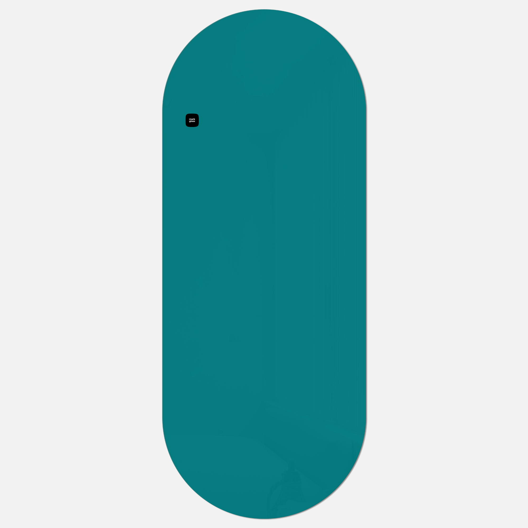 Стеклянная магнитно-маркерная доска MG Oval, 60х150 см, цвет бирюза, ral 5021