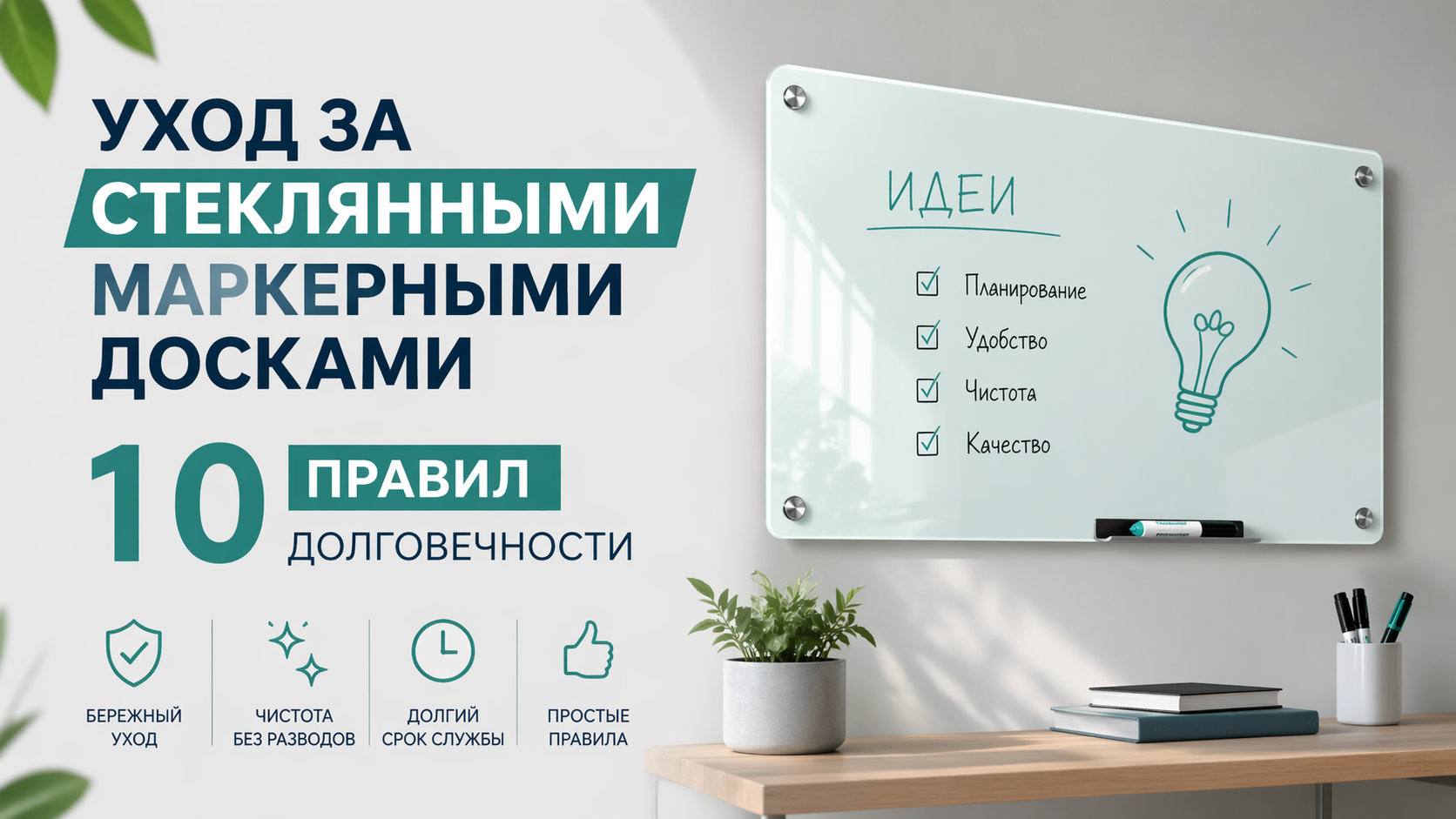 Уход за стеклянными маркерными досками: 10 правил долговечности