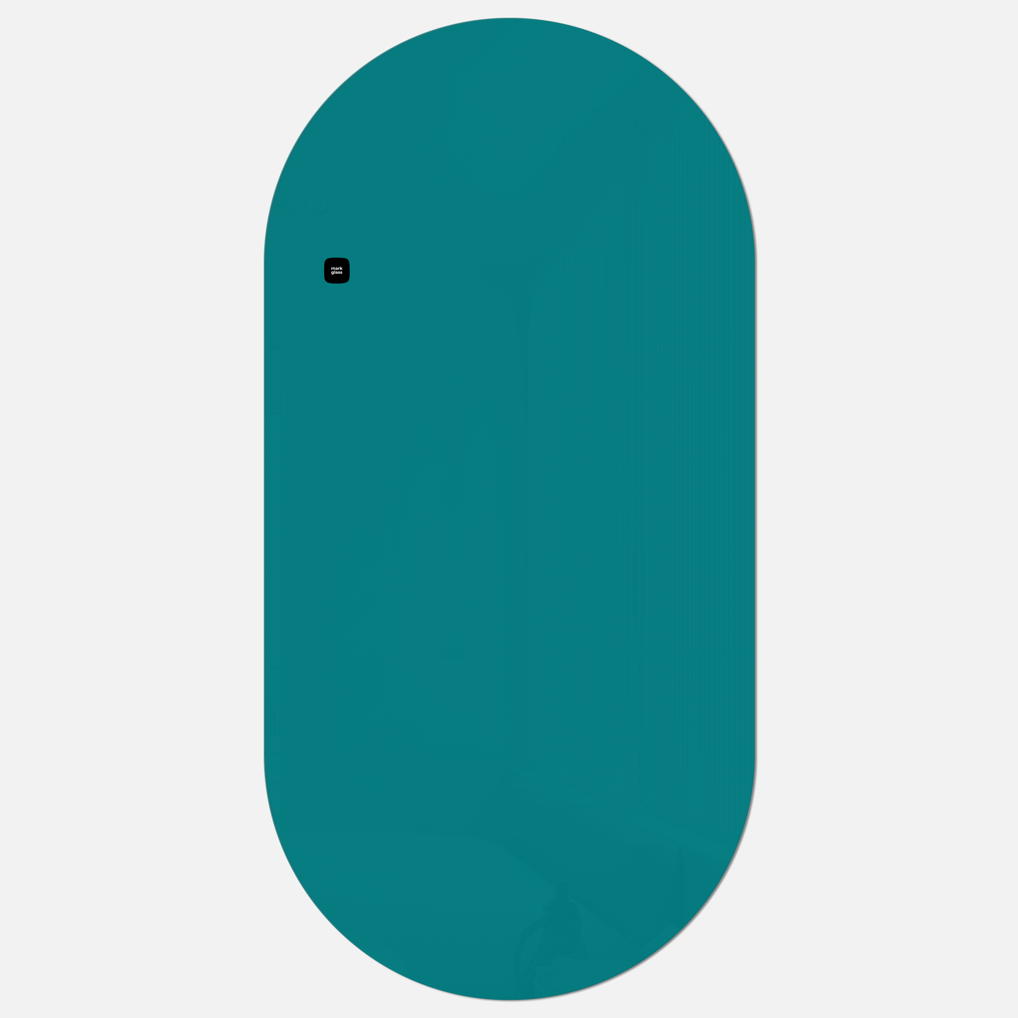 Стеклянная магнитно-маркерная доска MG Oval, 60х120 см, цвет бирюза, ral 5021