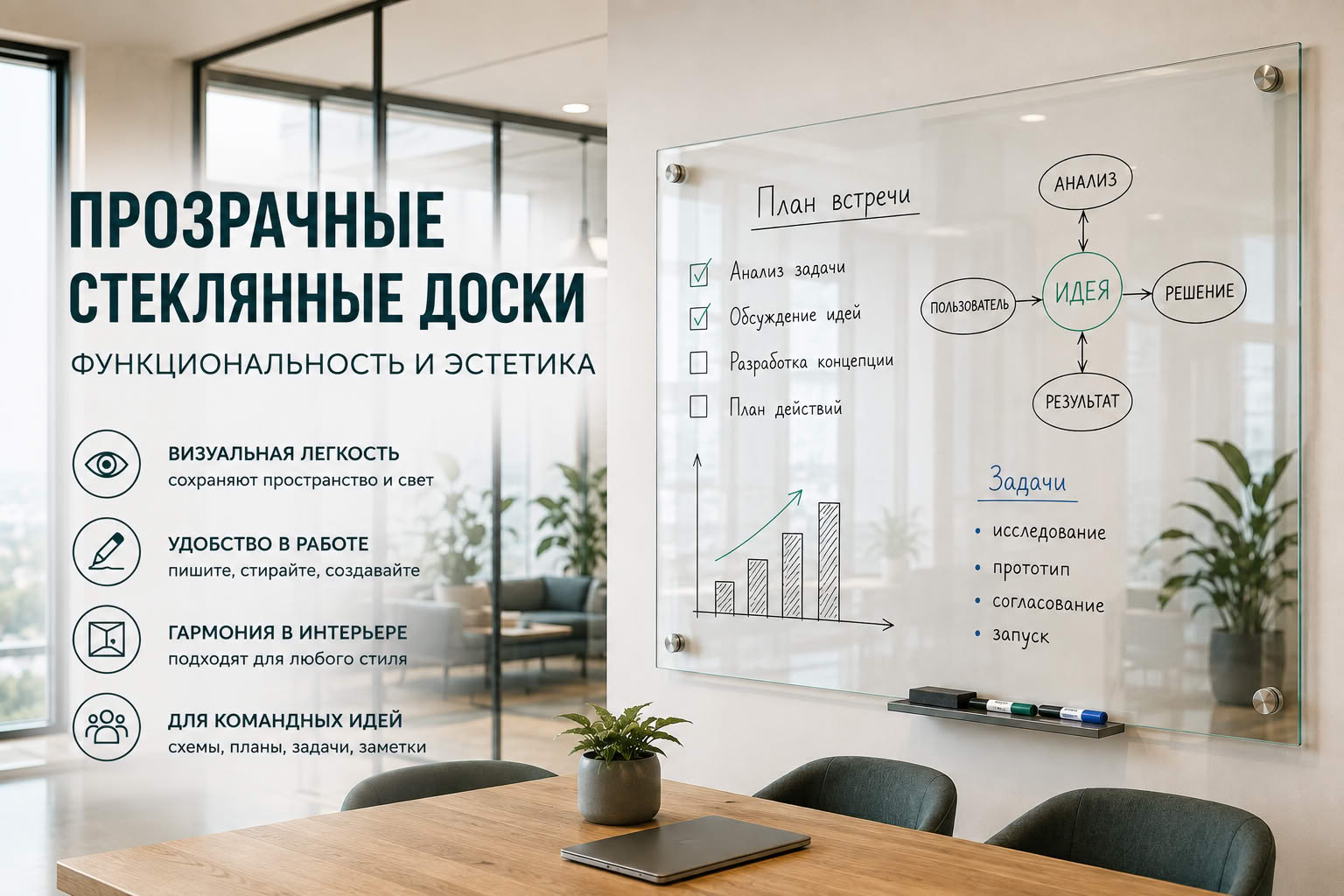 Прозрачные стеклянные доски: функциональность и эстетика