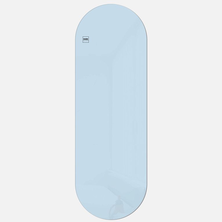 картинка Стеклянная магнитно-маркерная доска MG Oval, 60х180 см, цвет небесно-голубой, ral 0530 от магазина MarkGlass