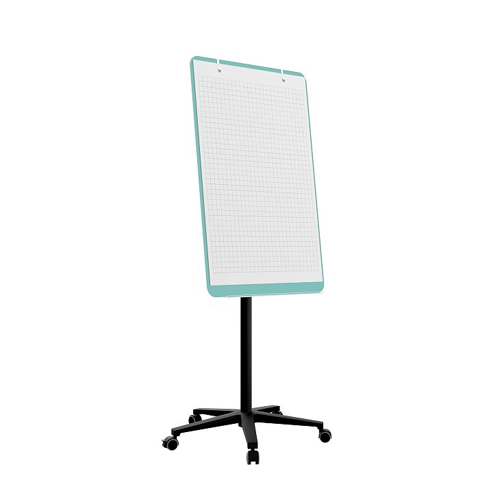 Мобильная стеклянная маркерная доска MG Flipchart Base, цвет мятный , ral 6027