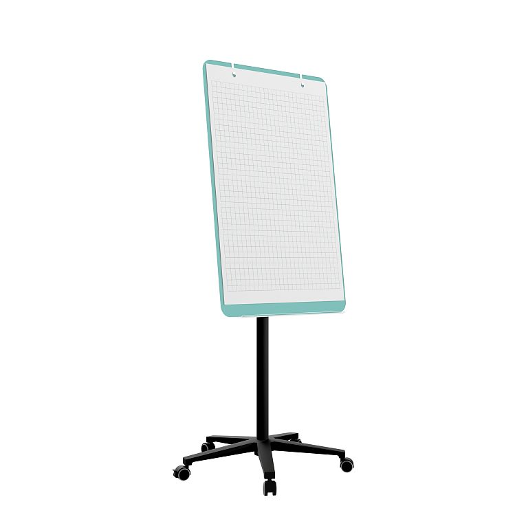 картинка Мобильная стеклянная маркерная доска MG Flipchart Base, цвет мятный , ral 6027 от магазина MarkGlass