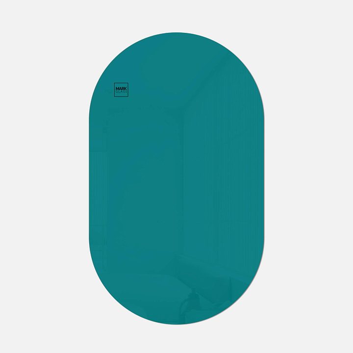 Стеклянная магнитно-маркерная доска MG Oval, 60х100 см, цвет бирюза, ral 5021