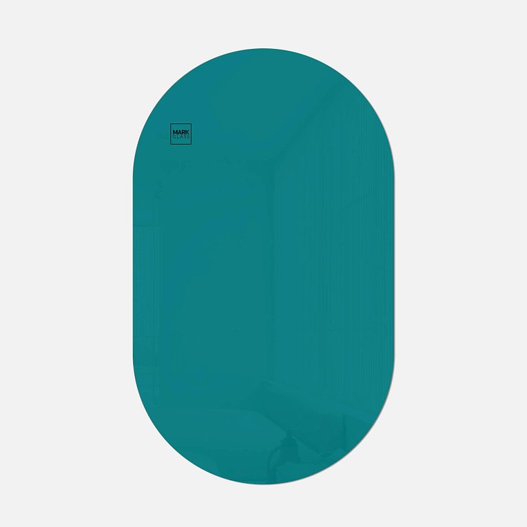 картинка Стеклянная магнитно-маркерная доска MG Oval, 60х100 см, цвет бирюза, ral 5021 от магазина MarkGlass
