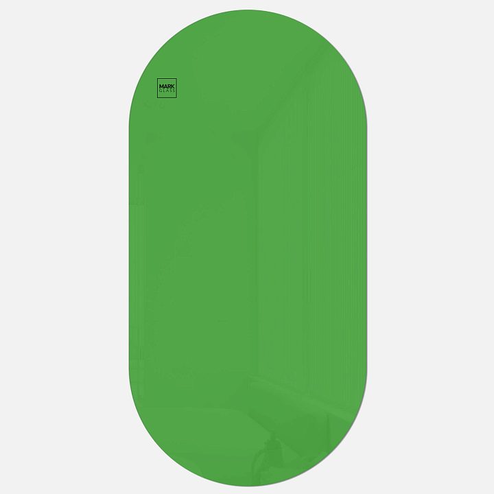 Стеклянная магнитно-маркерная доска MG Oval, 60х120 см, цвет зеленый, ral 6018