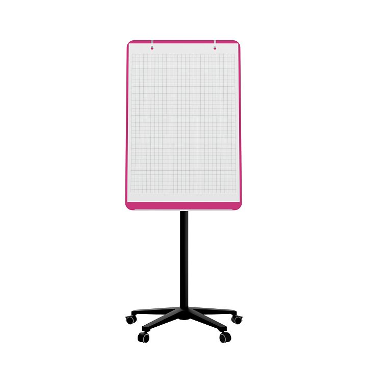 Мобильная стеклянная маркерная доска MG Flipchart Base, цвет ярко-розовый , ral 4010