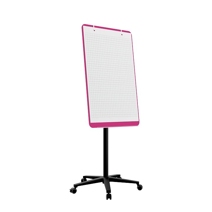 Мобильная стеклянная маркерная доска MG Flipchart Base, цвет ярко-розовый , ral 4010