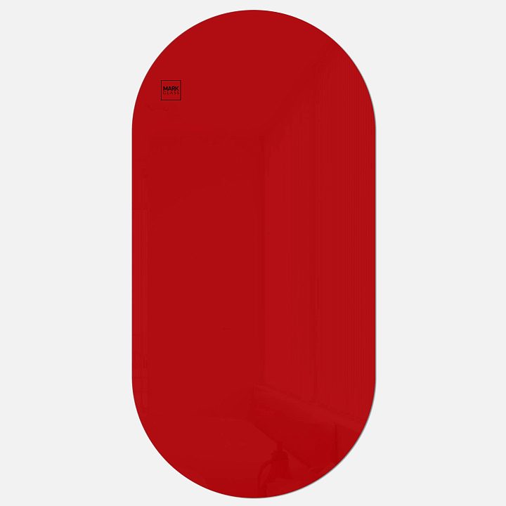 Стеклянная магнитно-маркерная доска MG Oval, 60х120 см, цвет красный, ral 3001