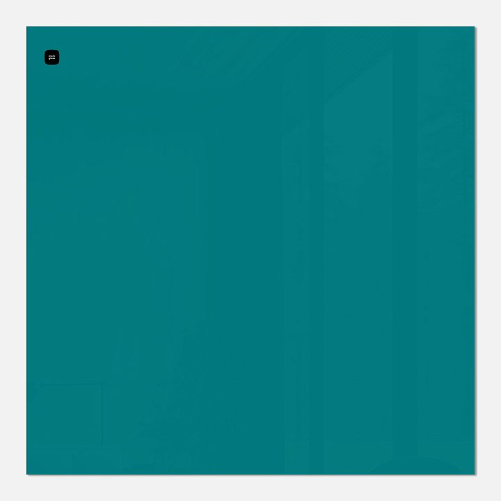Стеклянная магнитно-маркерная доска MG  BASIC, 100х100 см, цвет бирюза, ral 5021
