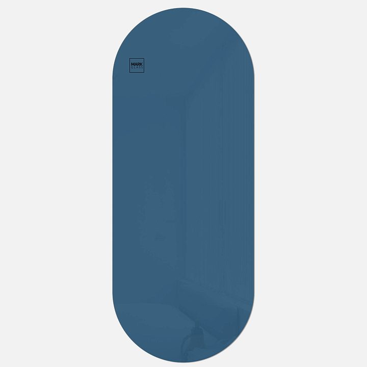 Стеклянная магнитно-маркерная доска MG Oval, 60х150 см, цвет синий, ral 5009