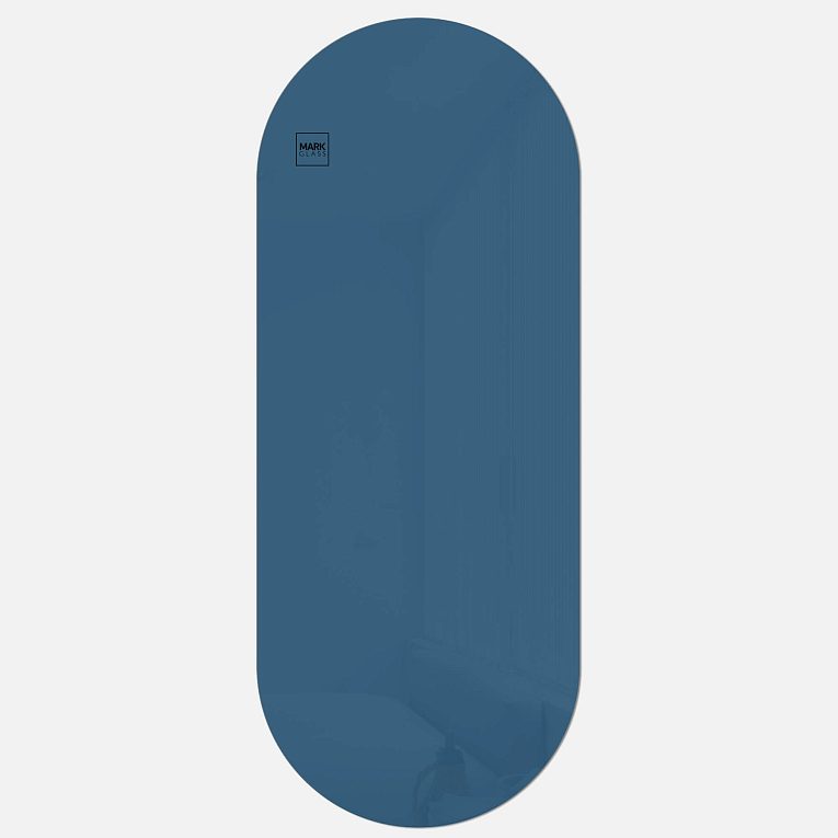 картинка Стеклянная магнитно-маркерная доска MG Oval, 60х150 см, цвет синий, ral 5009 от магазина MarkGlass