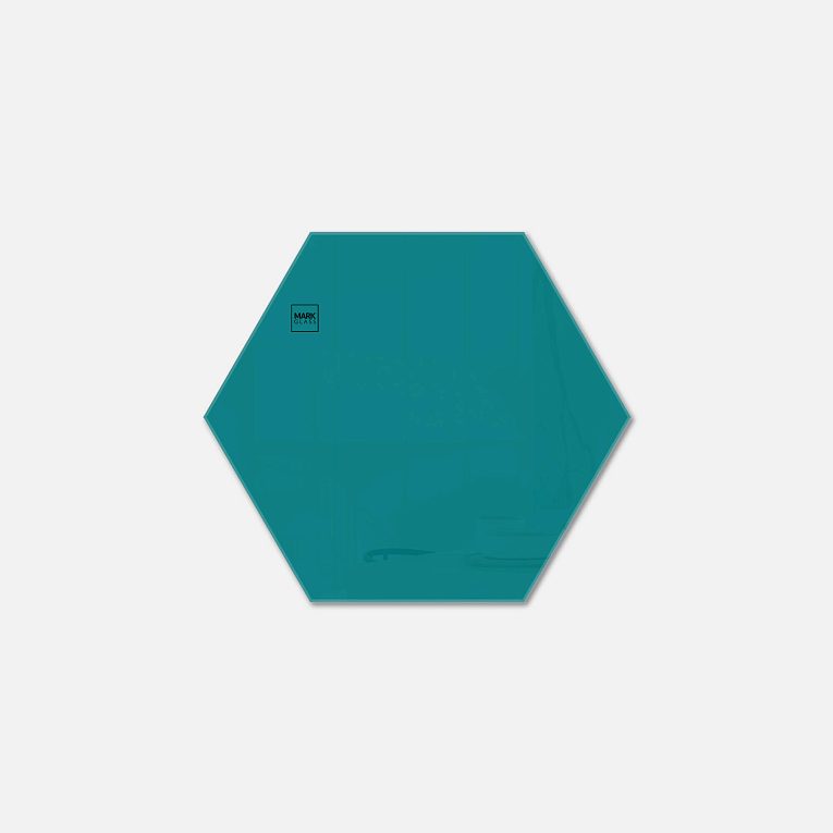 картинка Стеклянная магнитно-маркерная доска MG Honeycomb, 40 см, цвет бирюза, ral 5021 от магазина MarkGlass