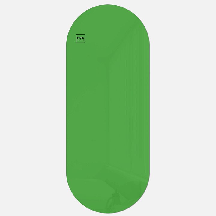 Стеклянная магнитно-маркерная доска MG Oval, 60х150 см, цвет зеленый, ral 6018