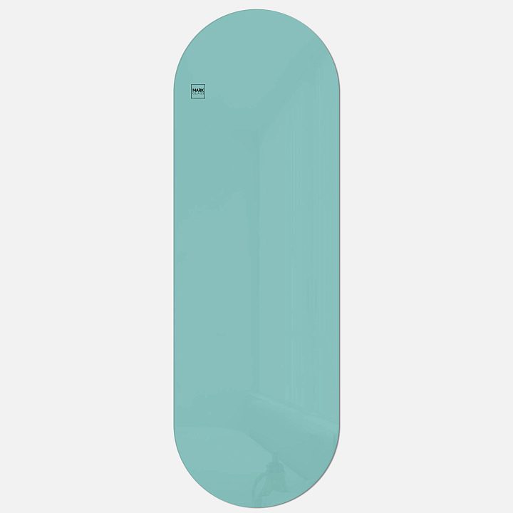 Стеклянная магнитно-маркерная доска MG Oval, 60х180 см, цвет мятный, ral 6027