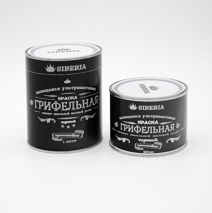 Грифельная краска Siberia, интерьерная глубокоматовая, чёрная, 1л