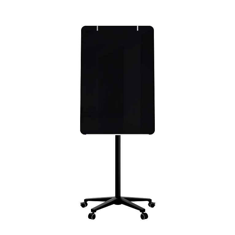 картинка Мобильная стеклянная маркерная доска MG Flipchart Base, цвет черный, ral 9005 от магазина MarkGlass