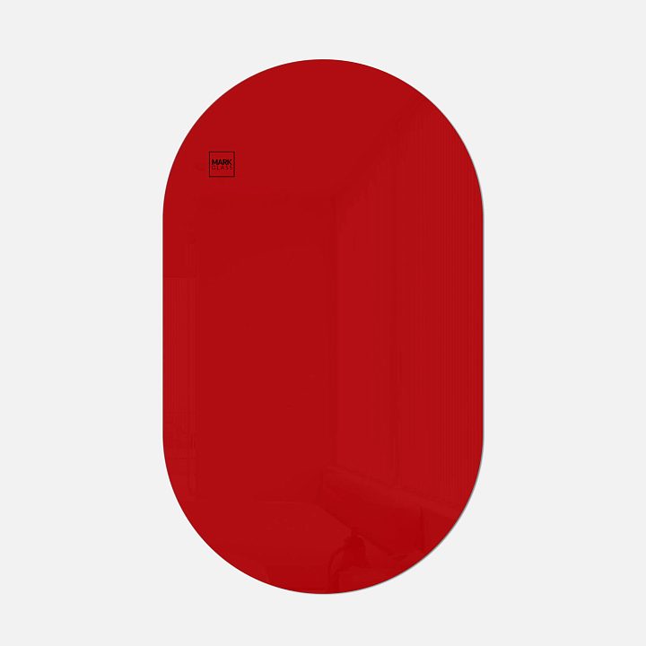 Стеклянная магнитно-маркерная доска MG Oval, 60х100 см, цвет красный, ral 3001
