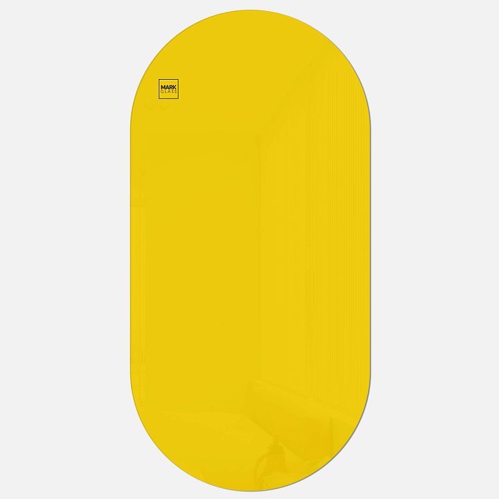 Стеклянная магнитно-маркерная доска MG Oval, 60х120 см, цвет желтый, ral 1023