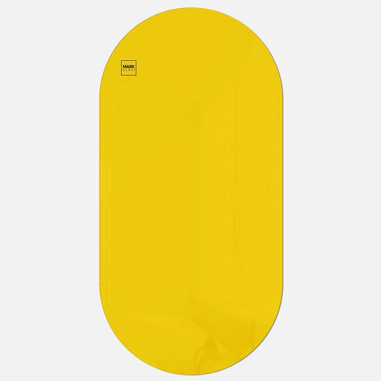 картинка Стеклянная магнитно-маркерная доска MG Oval, 60х120 см, цвет желтый, ral 1023 от магазина MarkGlass