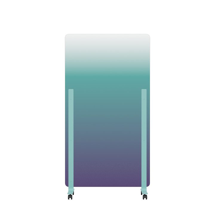 Мобильная прозрачная стеклянная маркерная доска MG Gradient, цвет мятно-фиолетовый (ral. 6027/4005)