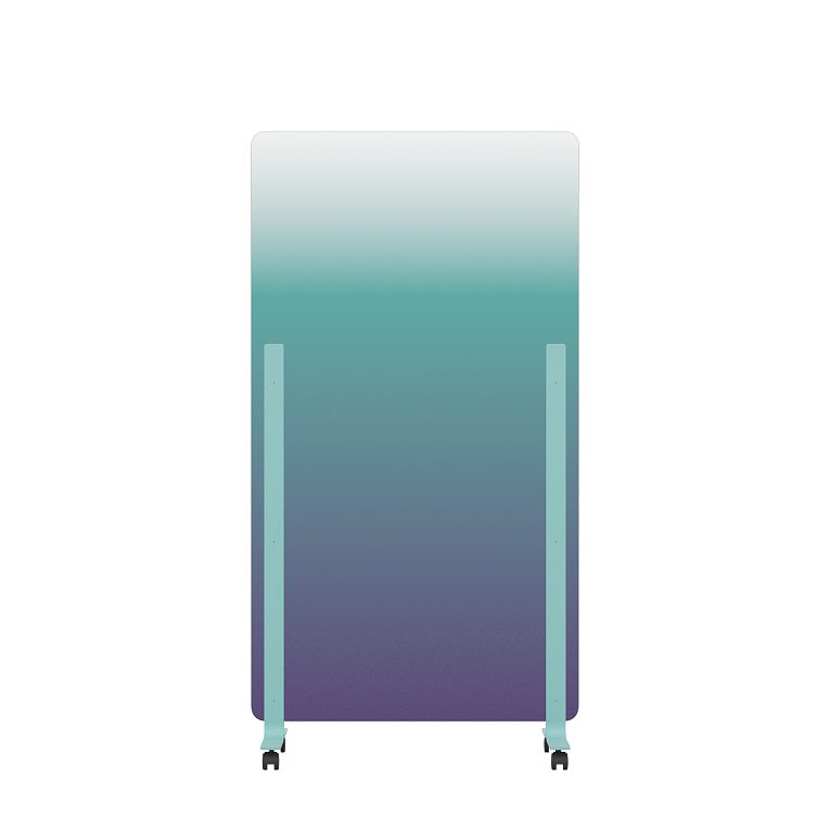 картинка Мобильная прозрачная стеклянная маркерная доска MG Gradient, цвет мятно-фиолетовый (ral. 6027/4005) от магазина MarkGlass
