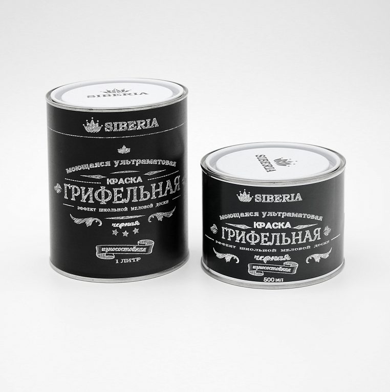 картинка Грифельная краска Siberia, интерьерная глубокоматовая, чёрная, 0,5л от магазина MarkGlass