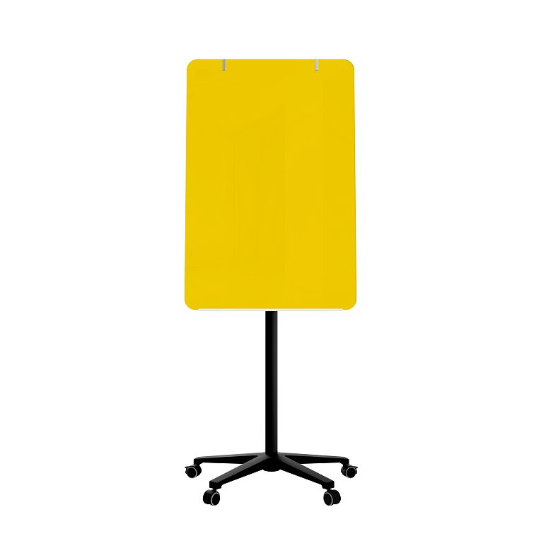 картинка Мобильная стеклянная маркерная доска MG Flipchart Base, цвет желтый, ral 1023 от магазина MarkGlass