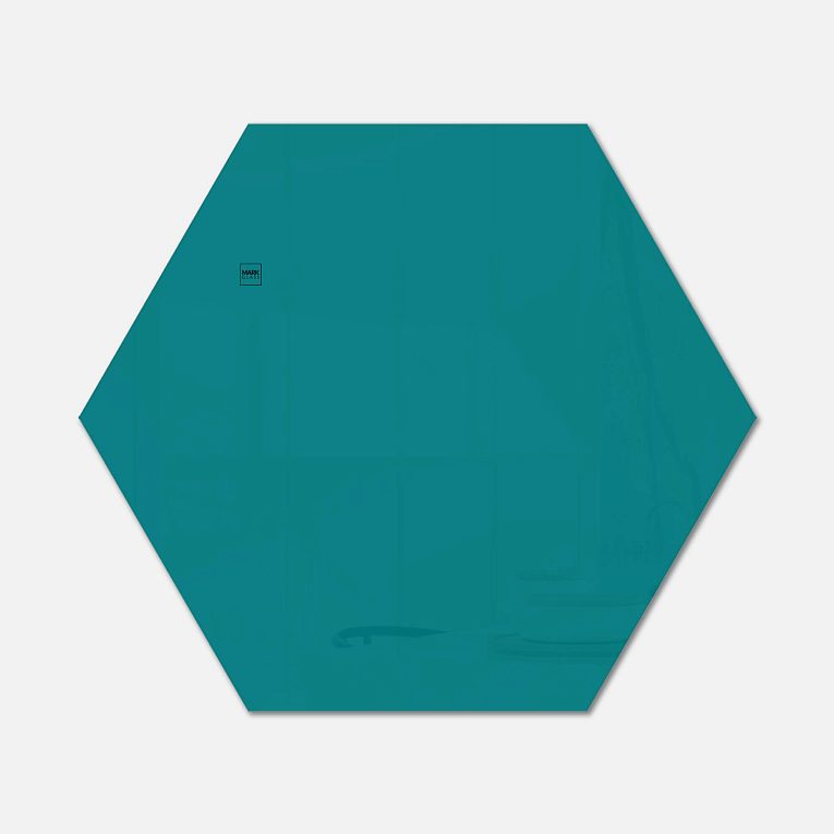 картинка Стеклянная магнитно-маркерная доска MG Honeycomb, 100 см, цвет бирюза, ral 5021 от магазина MarkGlass
