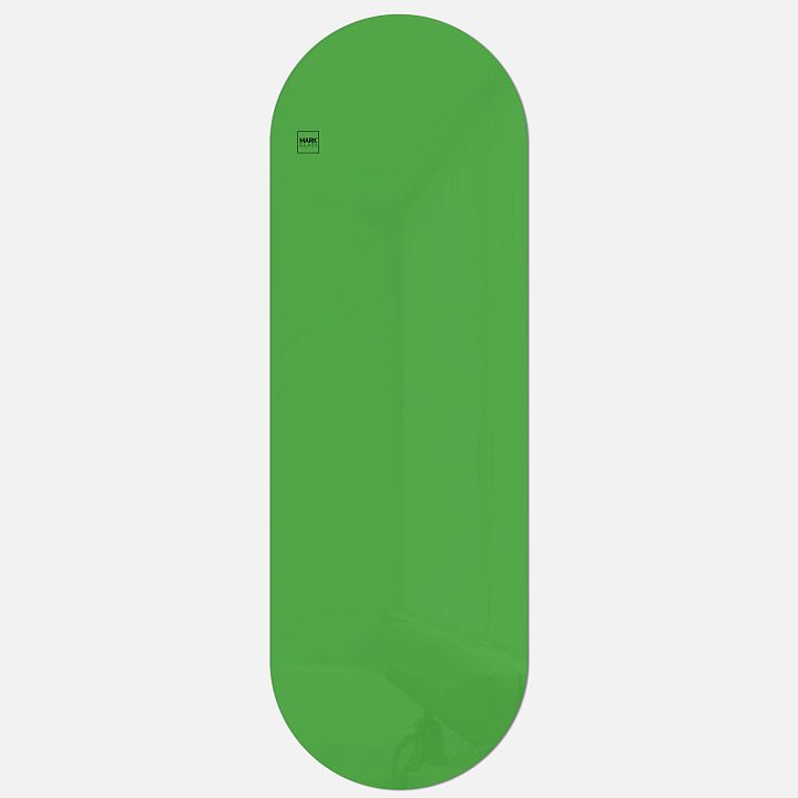 Стеклянная магнитно-маркерная доска MG Oval, 60х180 см, цвет зеленый, ral 6018