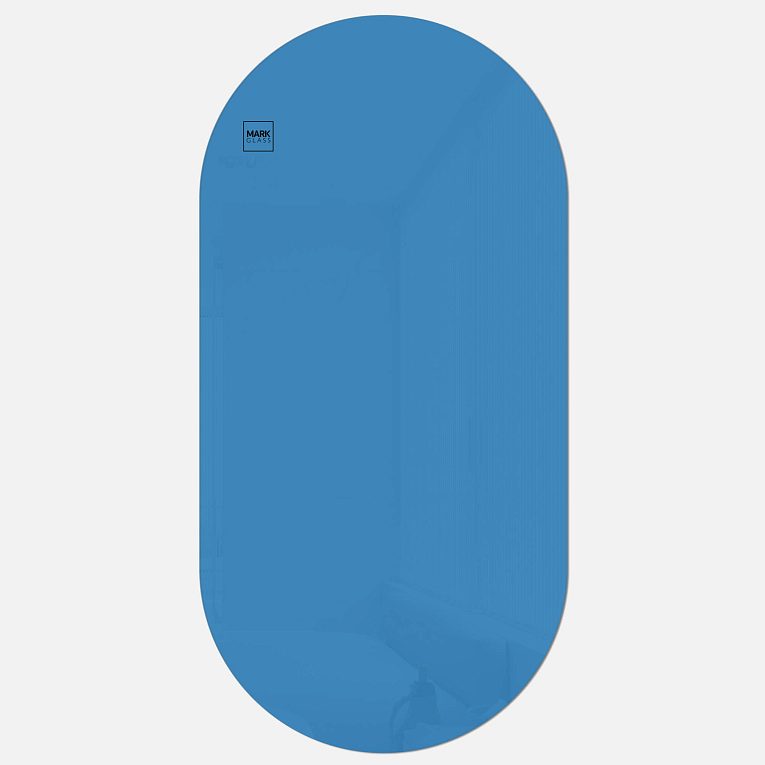 картинка Стеклянная магнитно-маркерная доска MG Oval, 60х120 см, цвет голубой, ral 5012 от магазина MarkGlass