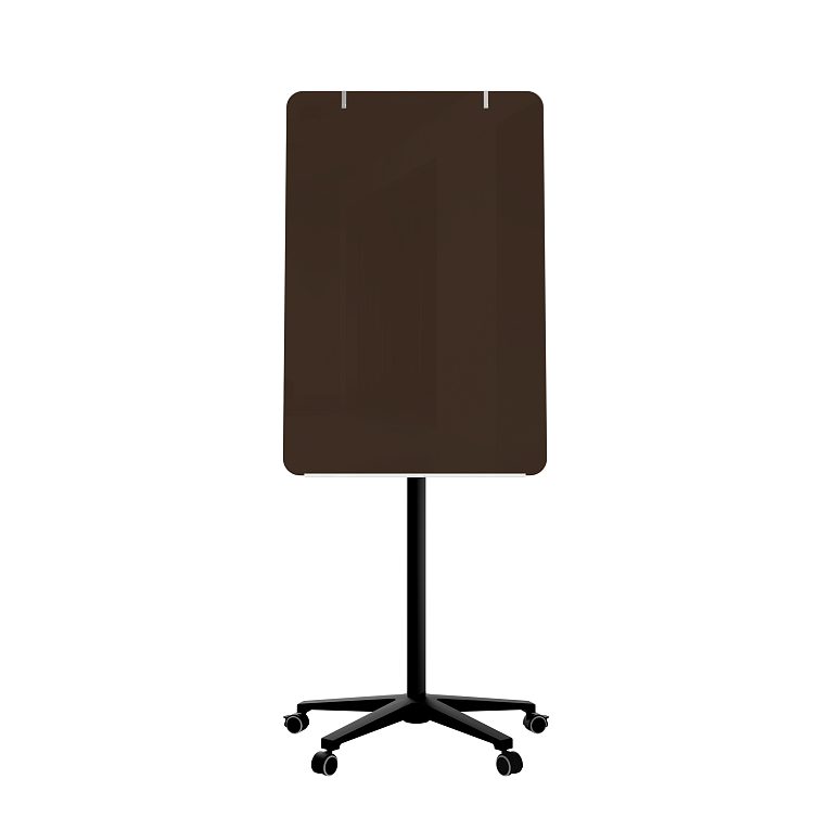 картинка Мобильная стеклянная маркерная доска MG Flipchart Base, цвет шоколад , ral 8014 от магазина MarkGlass
