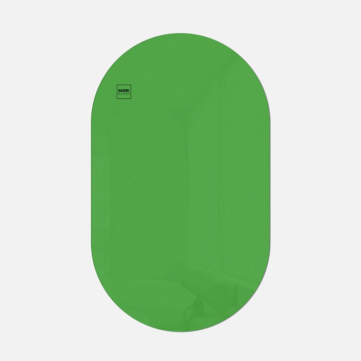Стеклянная магнитно-маркерная доска MG Oval, 60х100 см, цвет зеленый, ral 6018