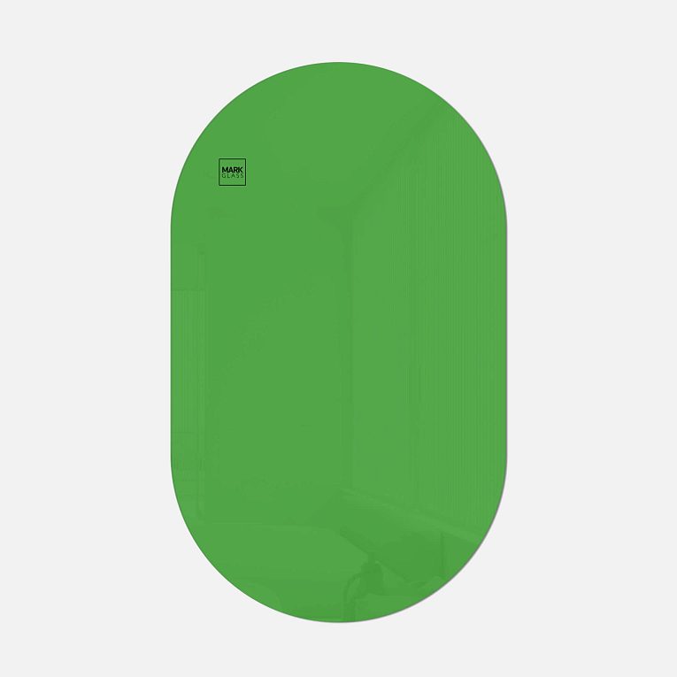 картинка Стеклянная магнитно-маркерная доска MG Oval, 60х100 см, цвет зеленый, ral 6018 от магазина MarkGlass