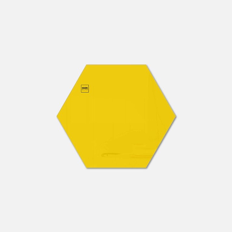 картинка Стеклянная магнитно-маркерная доска MG Honeycomb, 40 см, цвет жёлтый, ral 1023 от магазина MarkGlass