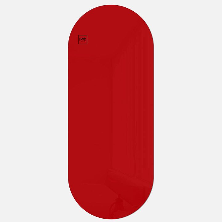 Стеклянная магнитно-маркерная доска MG Oval, 60х150 см, цвет красный, ral 3001
