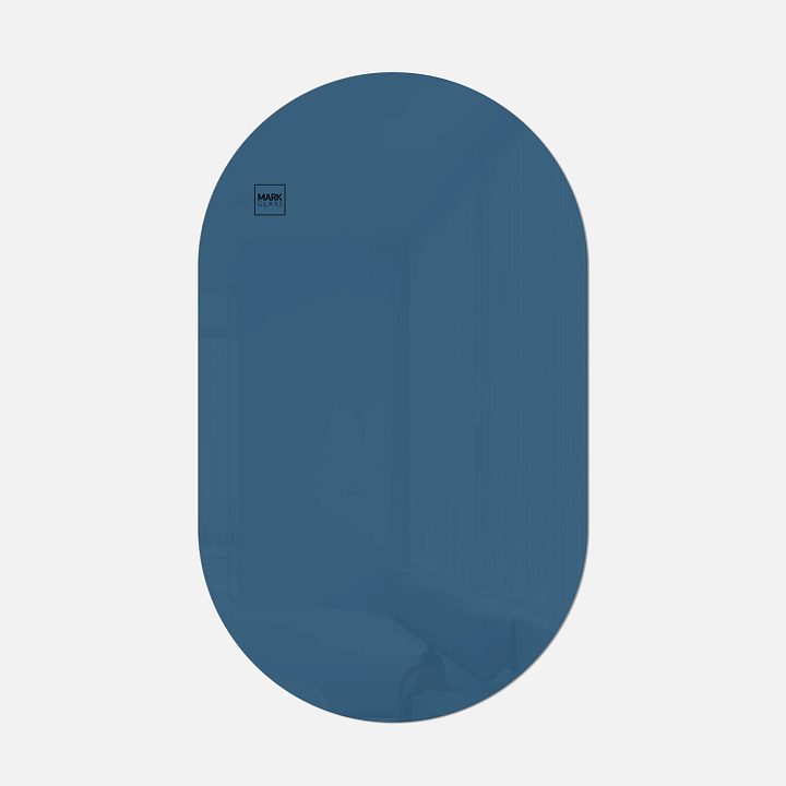 Стеклянная магнитно-маркерная доска MG Oval, 60х100 см, цвет синий, ral 5009