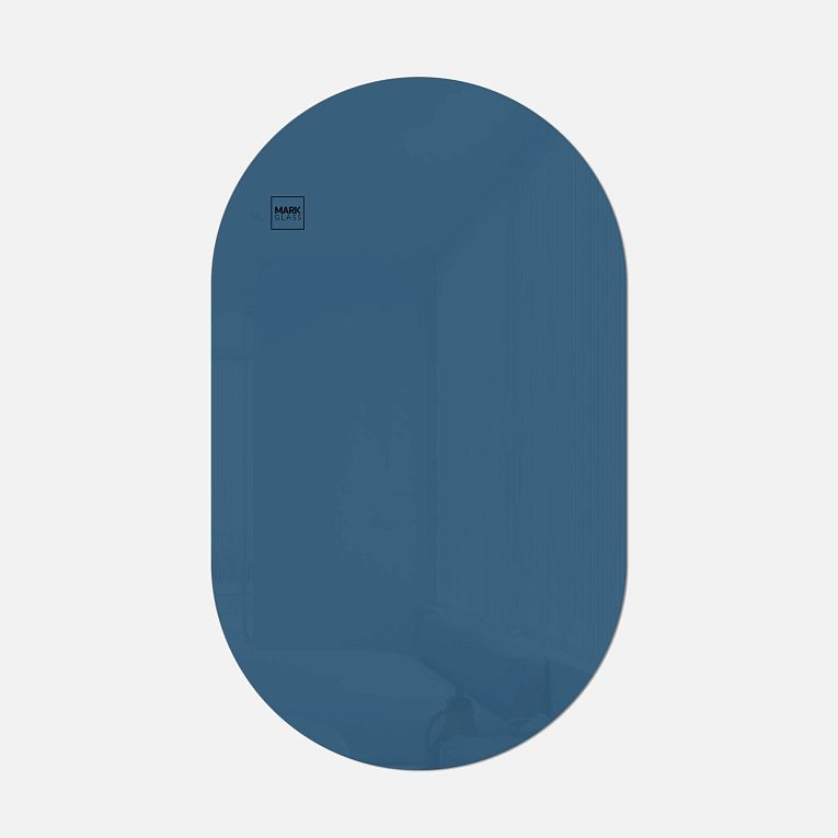 картинка Стеклянная магнитно-маркерная доска MG Oval, 60х100 см, цвет синий, ral 5009 от магазина MarkGlass