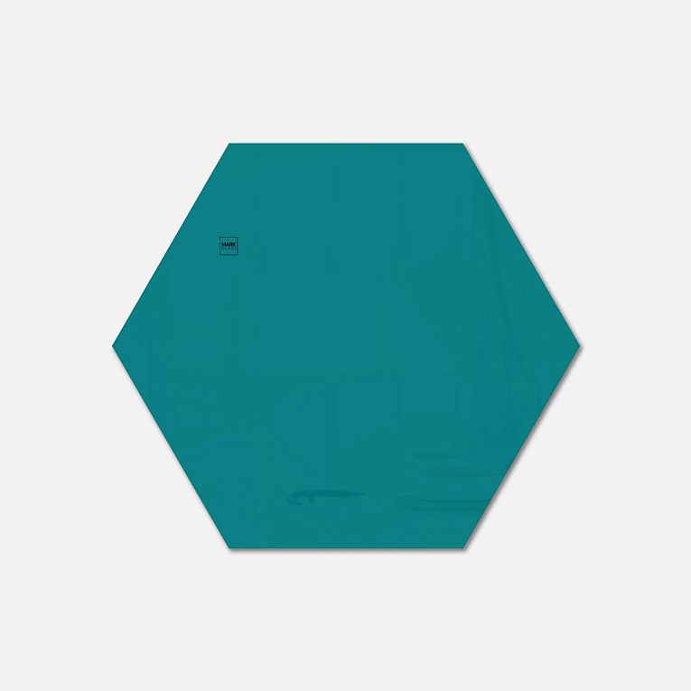 картинка Стеклянная магнитно-маркерная доска MG Honeycomb, 80 см, цвет бирюза, ral 5021 от магазина MarkGlass