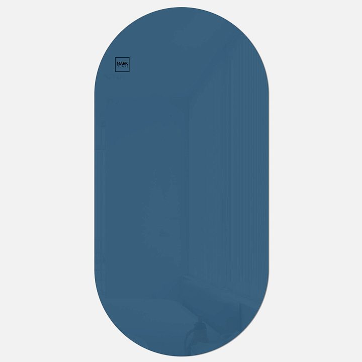 Стеклянная магнитно-маркерная доска MG Oval, 60х120 см, цвет синий, ral 5009