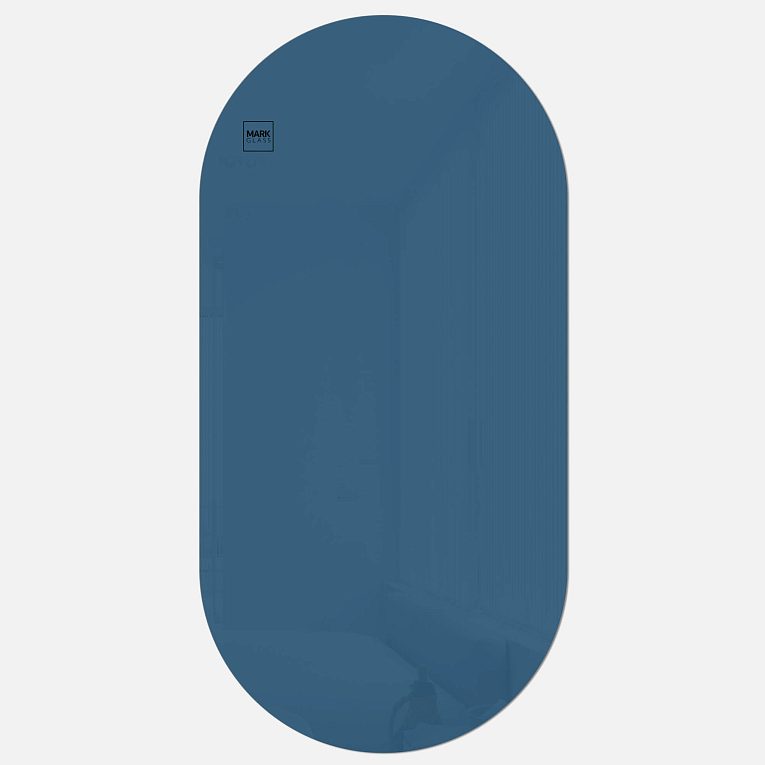картинка Стеклянная магнитно-маркерная доска MG Oval, 60х120 см, цвет синий, ral 5009 от магазина MarkGlass