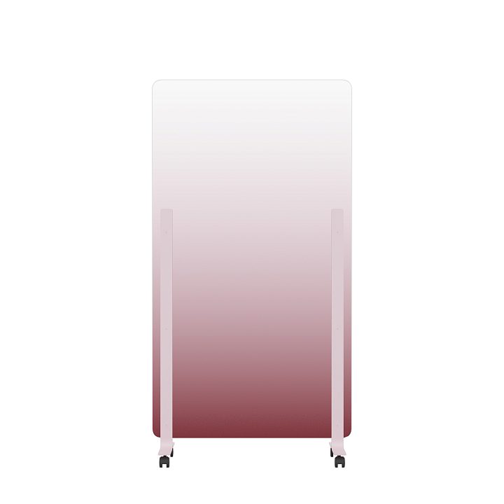 Мобильная прозрачная стеклянная маркерная доска MG Gradient, цвет нежно-розовый + рубиново-красный (ral. 3015/3003)