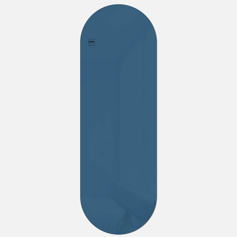 картинка Стеклянная магнитно-маркерная доска MG Oval, 60х180 см, цвет синий, ral 5009 от магазина MarkGlass