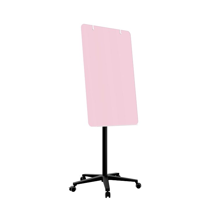 Мобильная стеклянная маркерная доска MG Flipchart Base, цвет нежно-розовый , ral 3015 Мобильная стеклянная маркерная доска MG Flipchart Base, цвет нежно-розовый , ral 3015