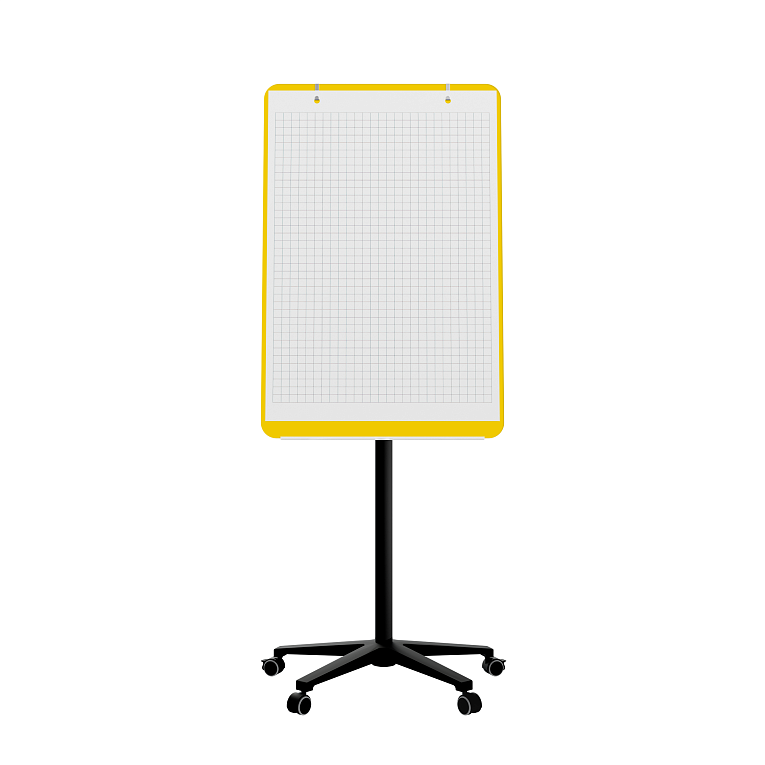 картинка Мобильная стеклянная маркерная доска MG Flipchart Base, цвет желтый, ral 1023 от магазина MarkGlass