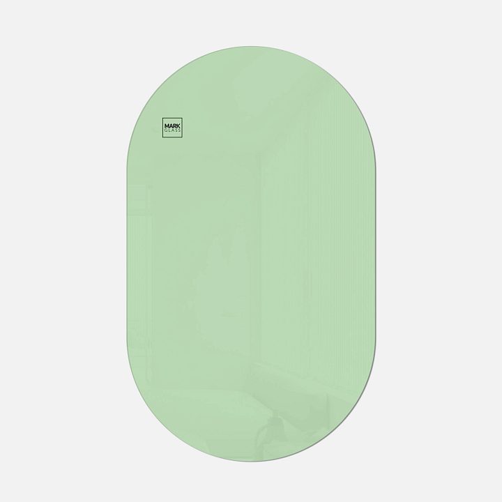 Стеклянная магнитно-маркерная доска MG Oval, 60х100 см, цвет светло-зеленый, ral 6019