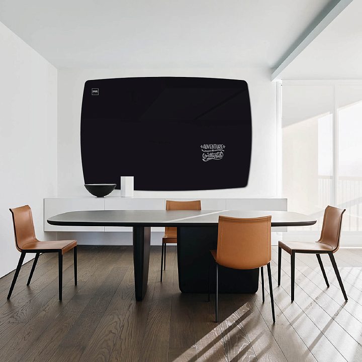 Стеклянная магнитно-маркерная доска MG Plump, 120х240 см, цвет черный, ral 9005
