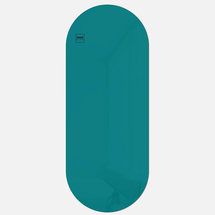 Стеклянная магнитно-маркерная доска MG Oval, 60х150 см, цвет бирюза, ral 5021