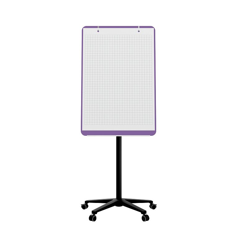 картинка Мобильная стеклянная маркерная доска MG Flipchart Base, цвет фиолетовый , ral 4005 от магазина MarkGlass