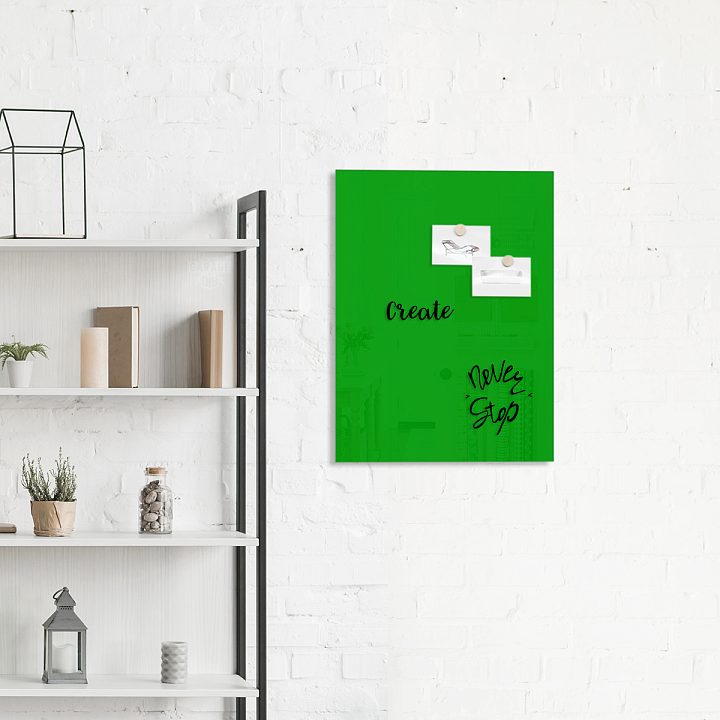 Стеклянная магнитно-маркерная доска MG BASIC, 45х60 см, цвет зелёный, ral 6018